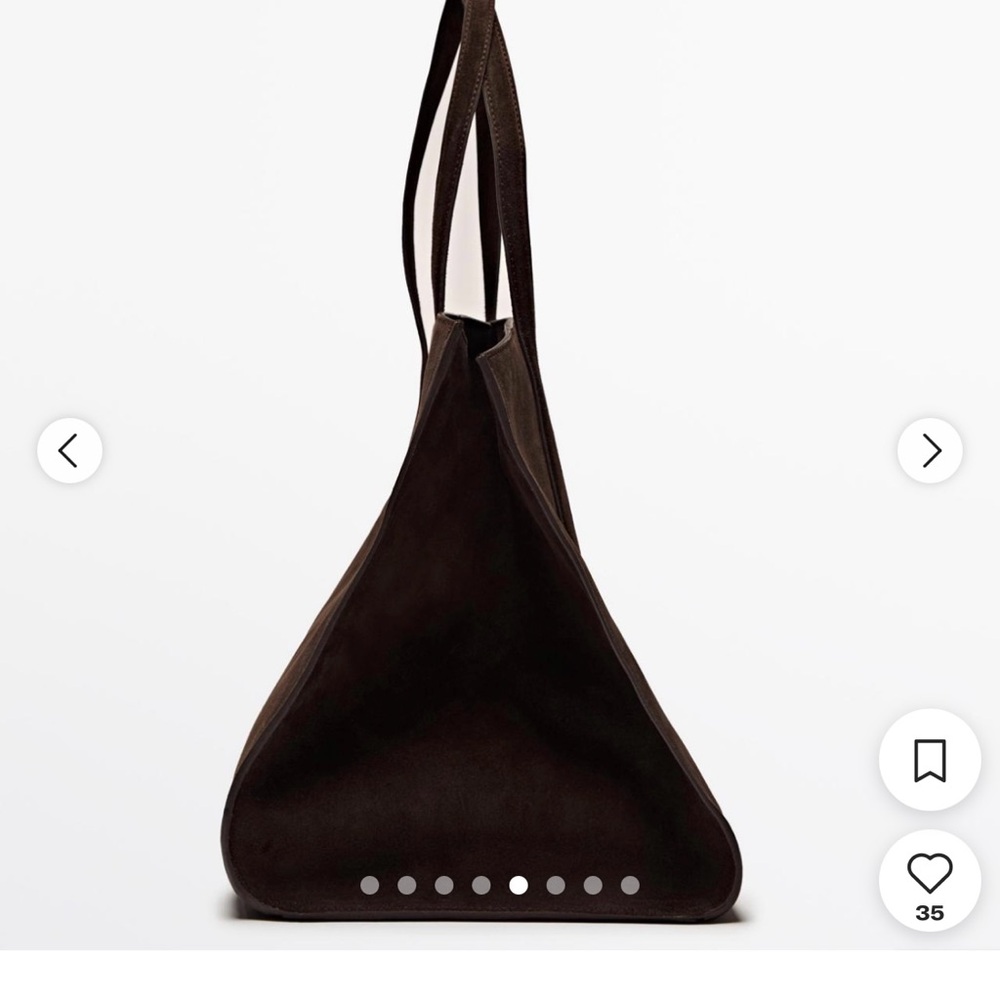 Massimo Dutti Elegant Brown Suede Tote Bag - Picture 2 of 11